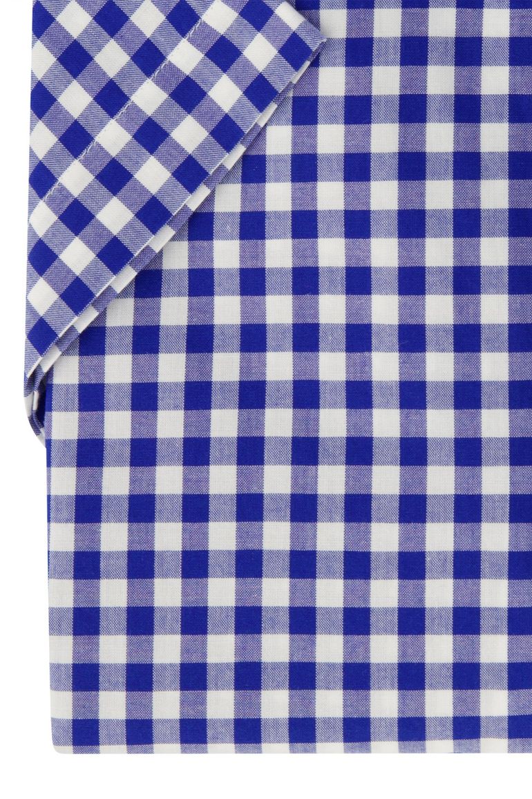 Gant overhemd korte mouw normale fit blauw geruit katoen