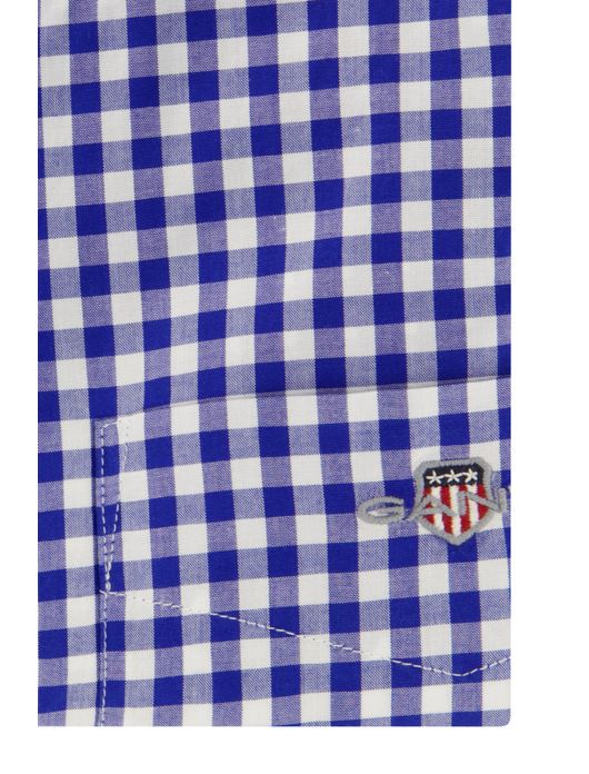 Gant overhemd korte mouw blauw geruit