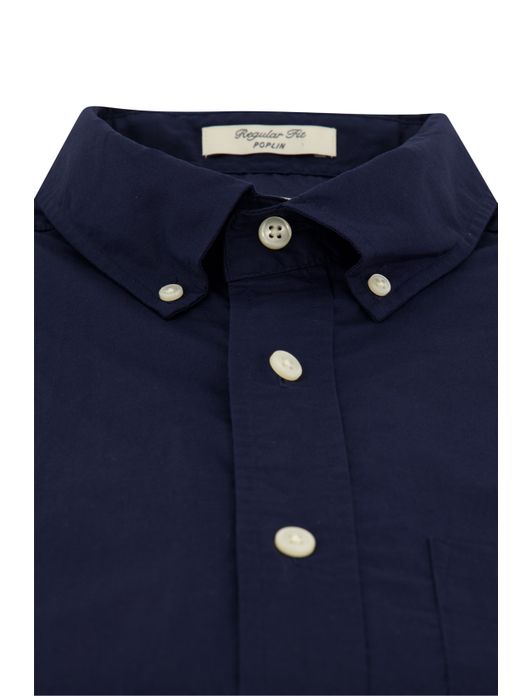 Gant overhemd korte mouw donkerblauw