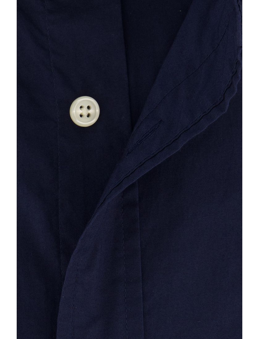 Katoenen Gant overhemd korte mouw effen donkerblauw normale fit
