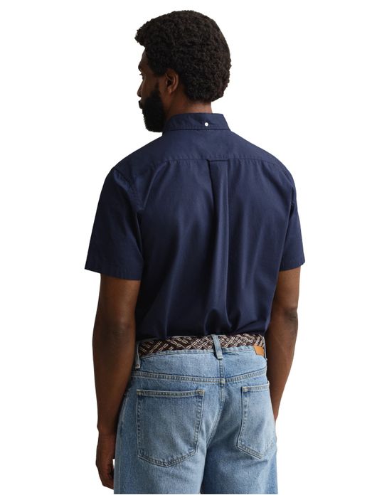 Gant overhemd korte mouw donkerblauw