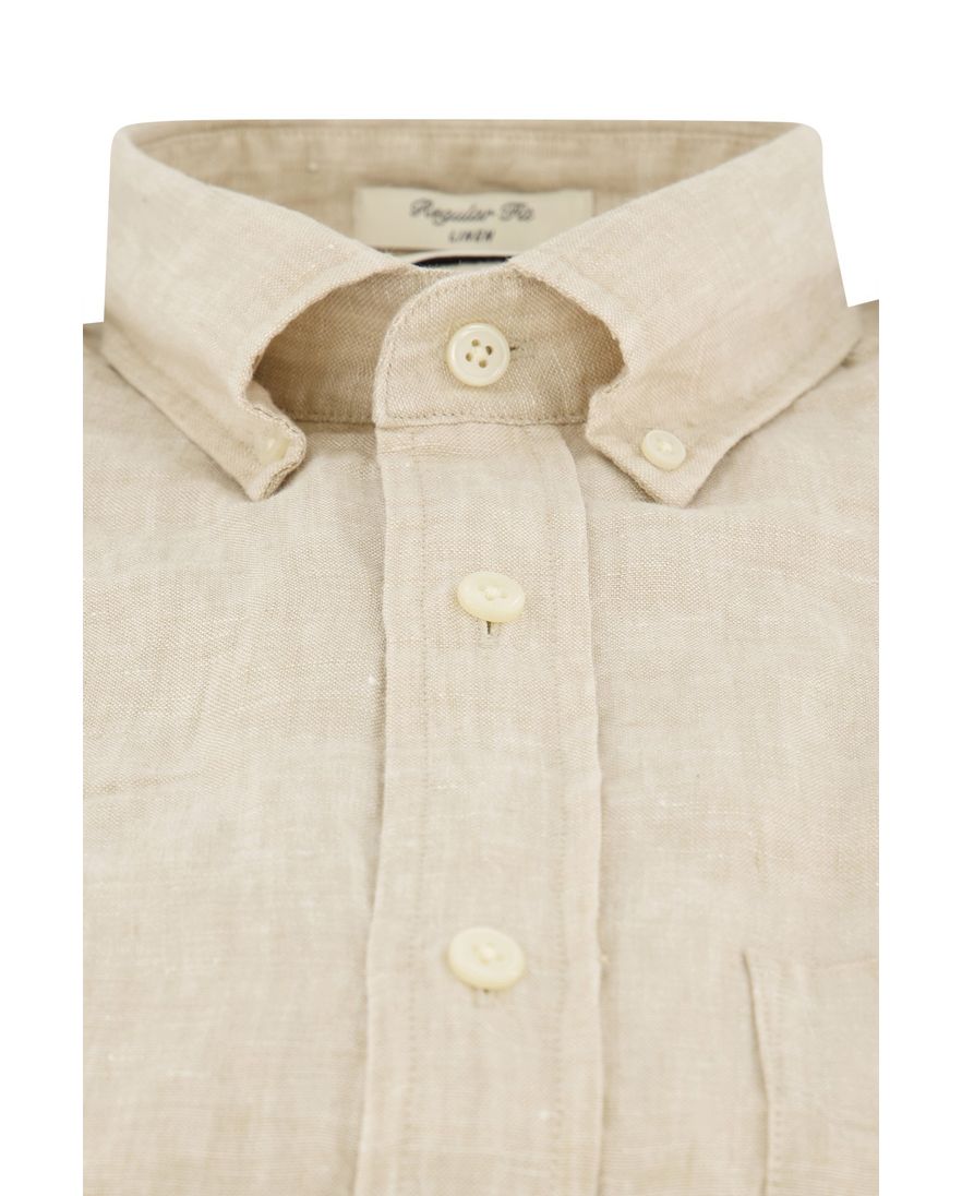 Gant casual overhemd Regular Fit beige effen 100% linnen