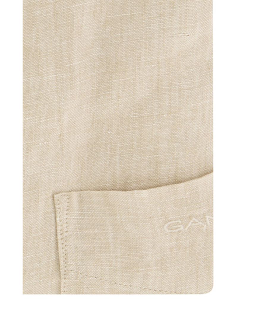 Gant casual overhemd Regular Fit beige effen 100% linnen