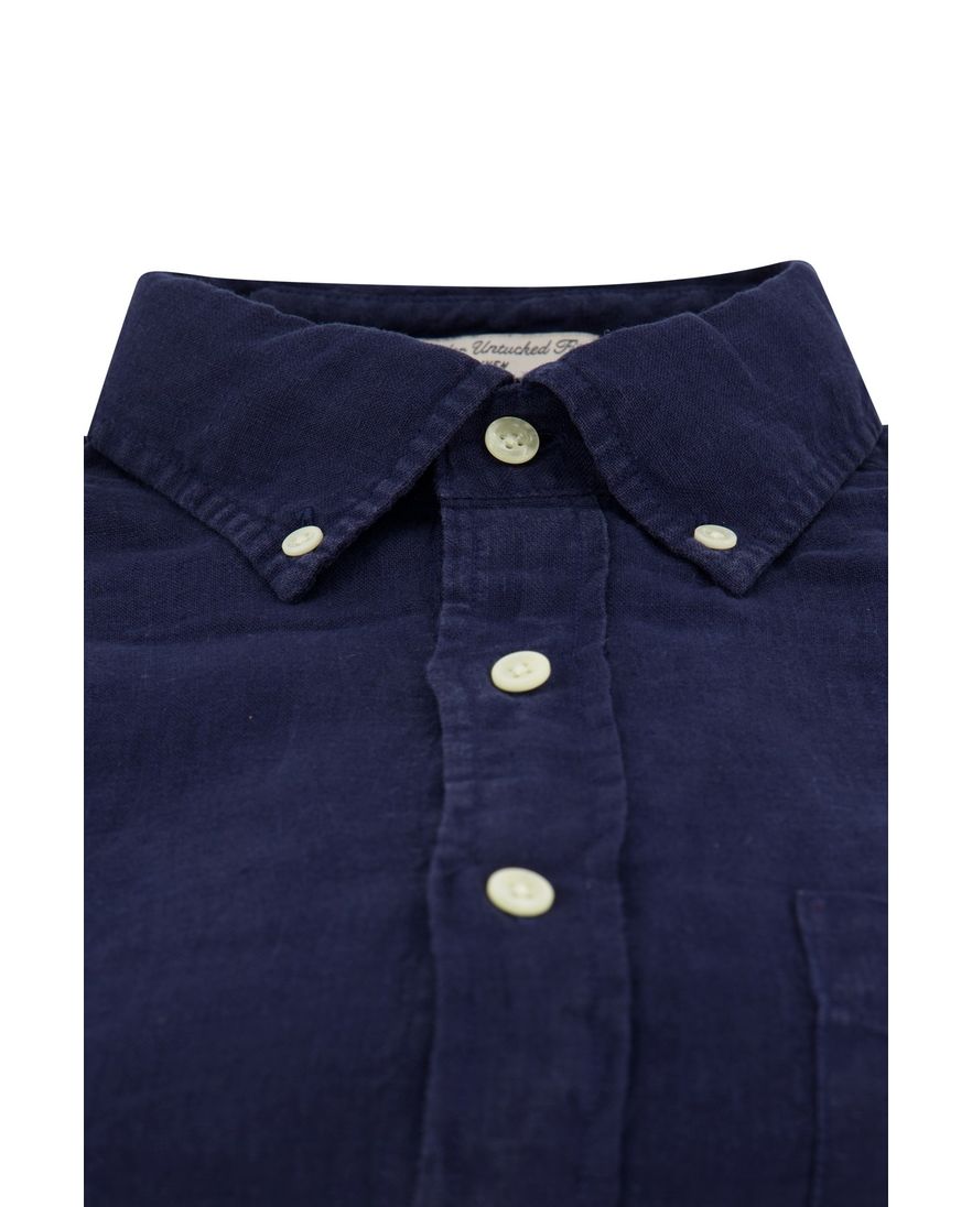 Gant donkerblauw overhemd regular fit linnen