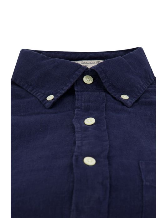 Gant overhemd donkerblauw linnen