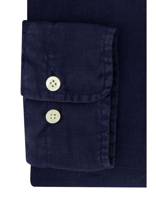 Gant overhemd donkerblauw linnen