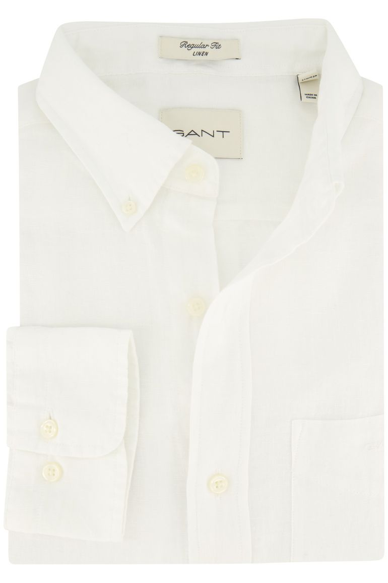 Gant overhemd regular fit wit linnen