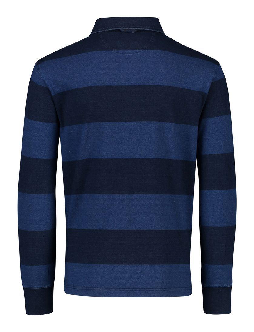 Gant katoenen trui rugby blauw gestreept 3-knoops
