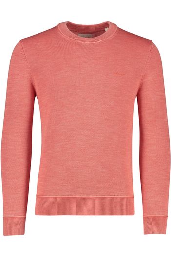 Gant Gant trui ronde hals rood effen katoen rood logo