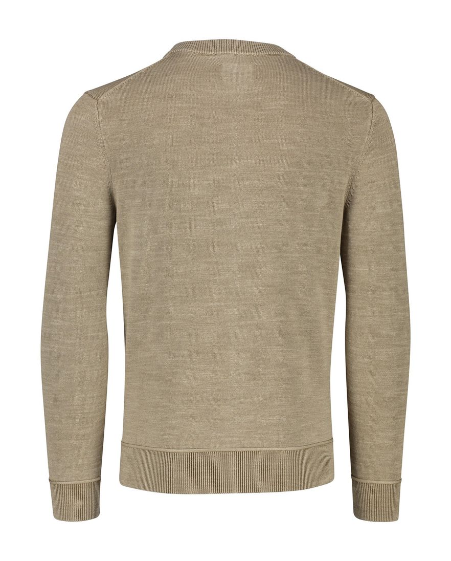 Gant trui ronde hals bruin effen gemêleerd katoen