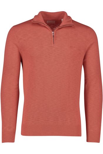 Gant Gant normale fit trui half zip katoen oranje gemêleerd