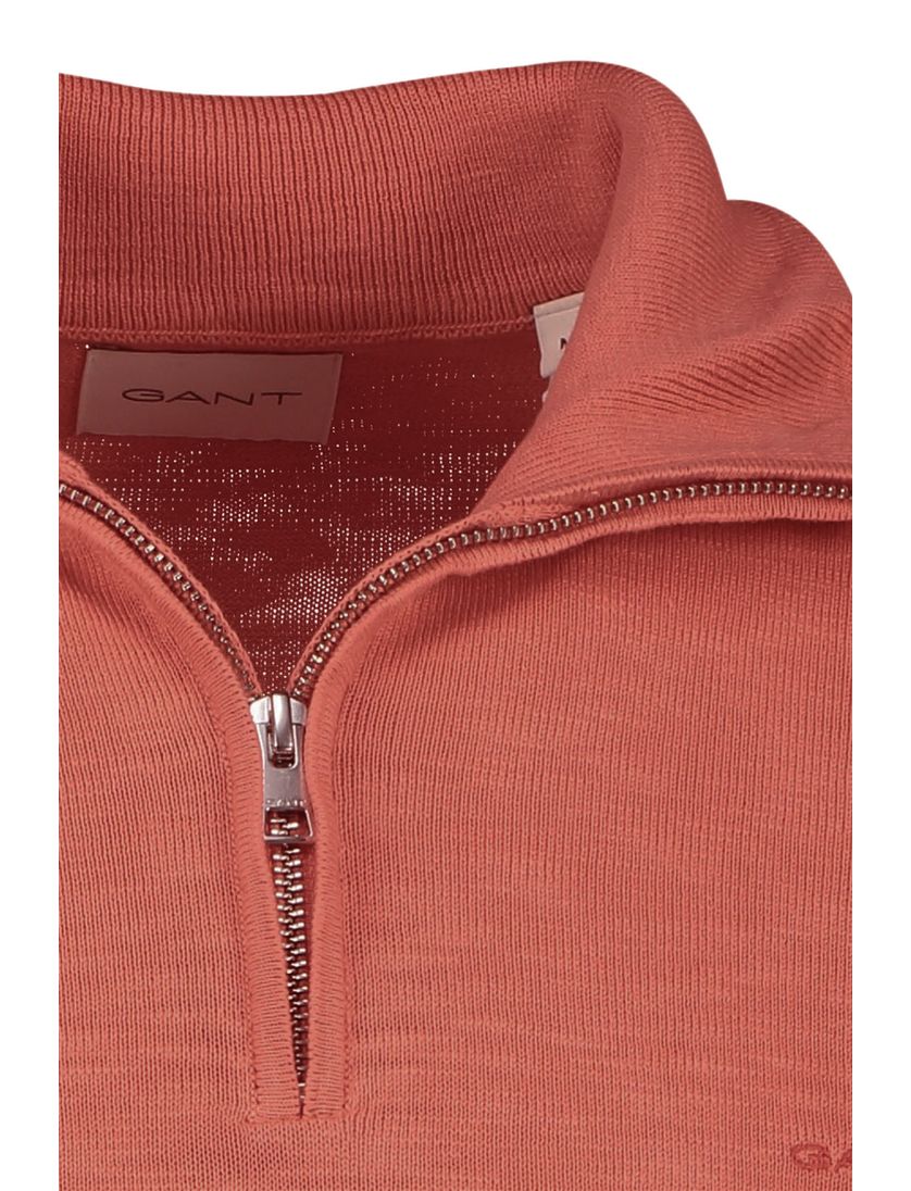 Gant normale fit trui half zip katoen oranje gemêleerd
