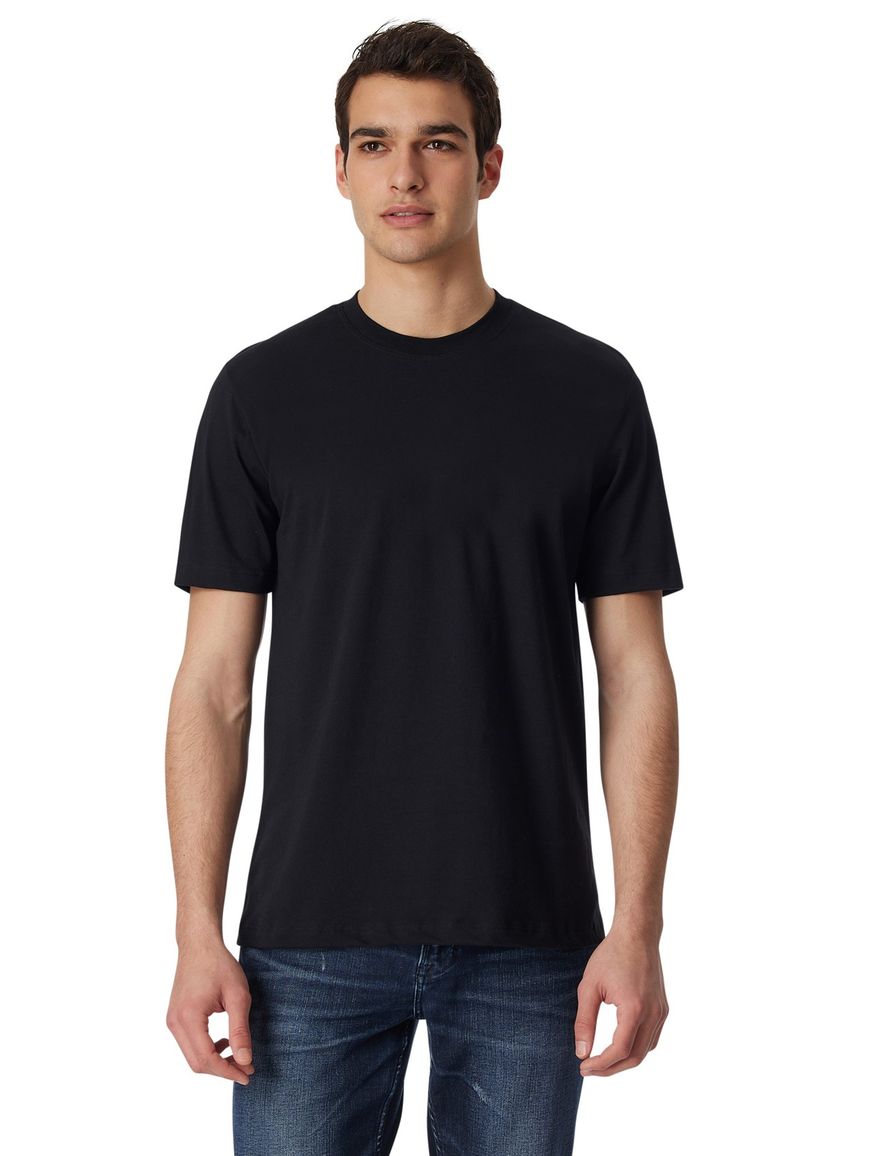 T-shirt Schiesser zwart katoen ronde hals 2-pack