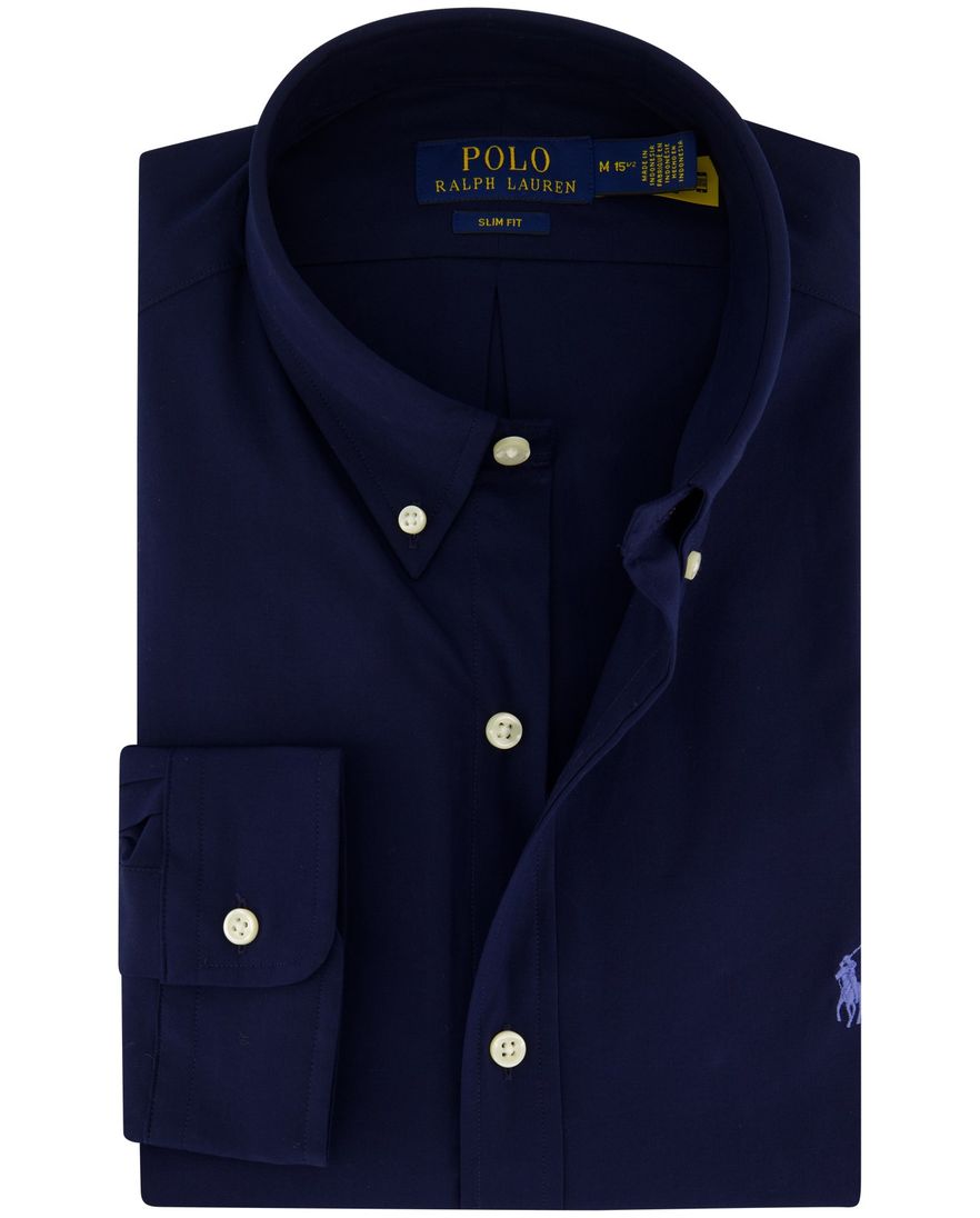 Polo Ralph Lauren donkerblauw overhemd slim fit katoen