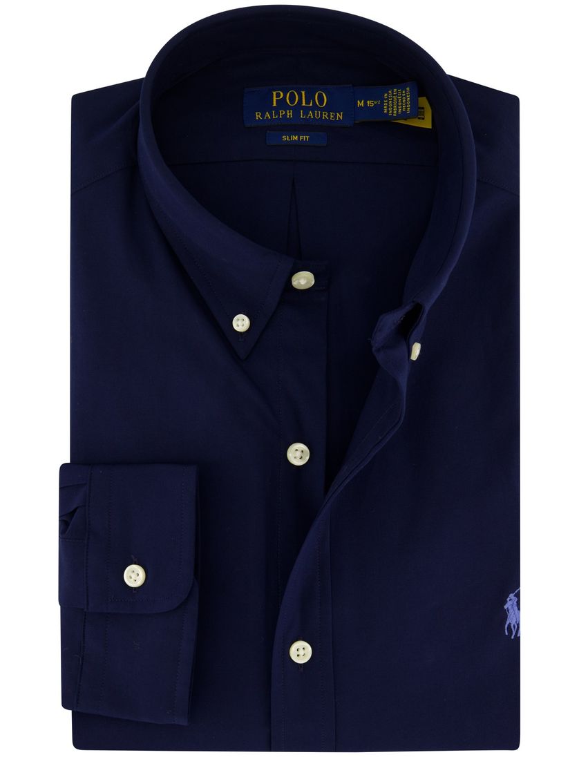 Polo Ralph Lauren donkerblauw slim fit overhemd katoen