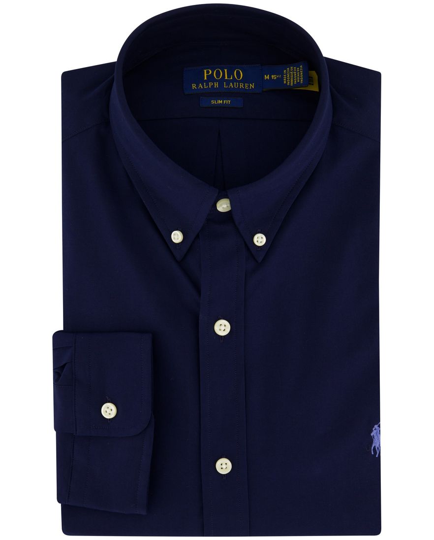 Polo Ralph Lauren donkerblauw overhemd slim fit katoen
