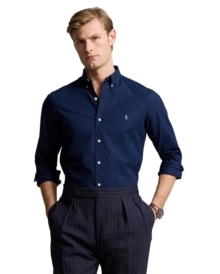 Polo Ralph Lauren donkerblauw overhemd slim fit katoen