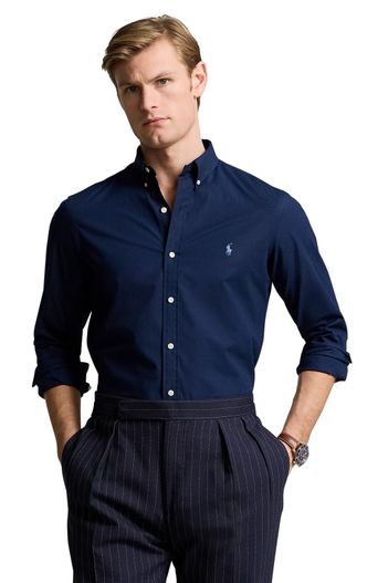 Polo Ralph Lauren Polo Ralph Lauren donkerblauw slim fit overhemd katoen