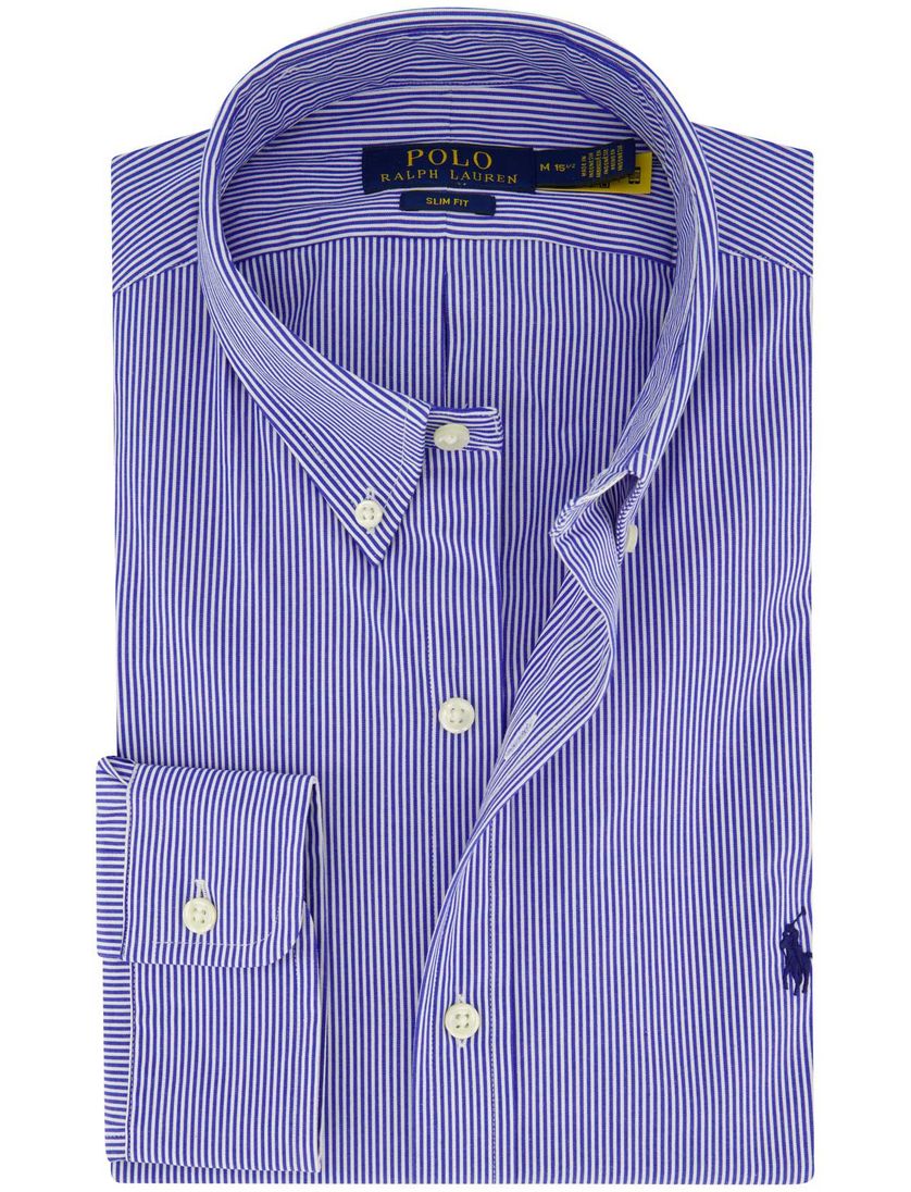 Polo Ralph Lauren slim fit overhemd blauw gestreept katoen