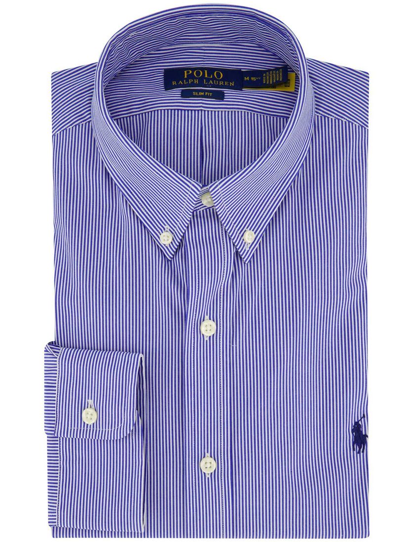 Polo Ralph Lauren slim fit overhemd blauw gestreept katoen