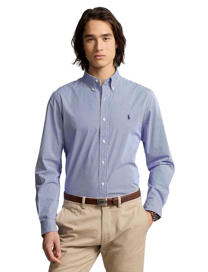 Polo Ralph Lauren slim fit overhemd blauw gestreept katoen