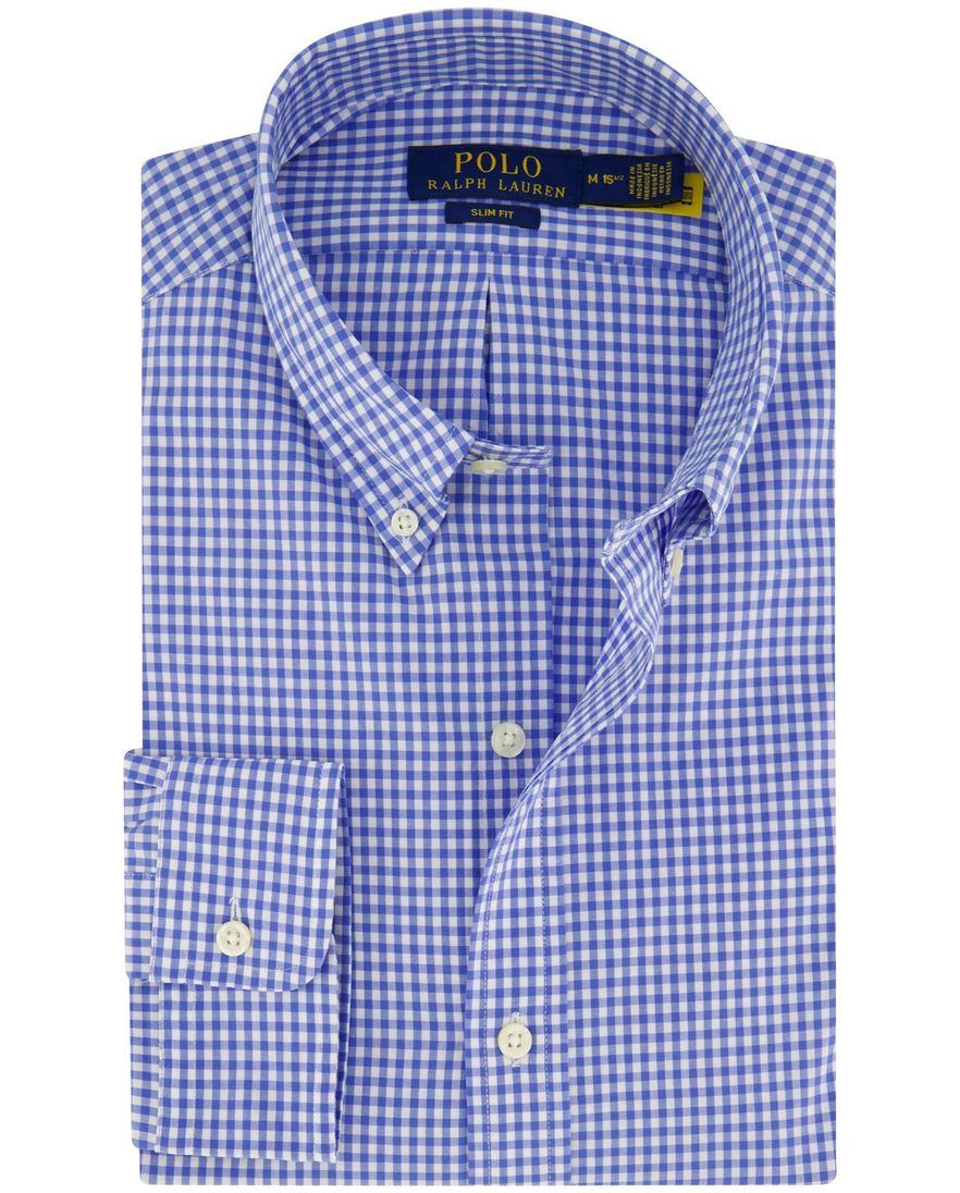 Polo Ralph Lauren blauw geruit slim fit katoenen overhemd