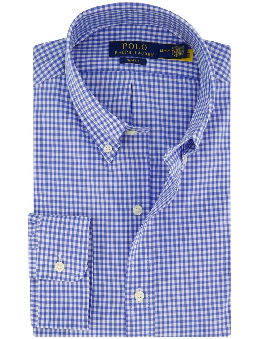Polo Ralph Lauren slim fit overhemd blauw geruit katoen