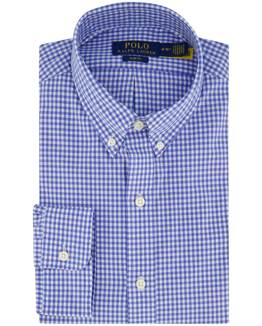 Polo Ralph Lauren blauw geruit slim fit katoenen overhemd