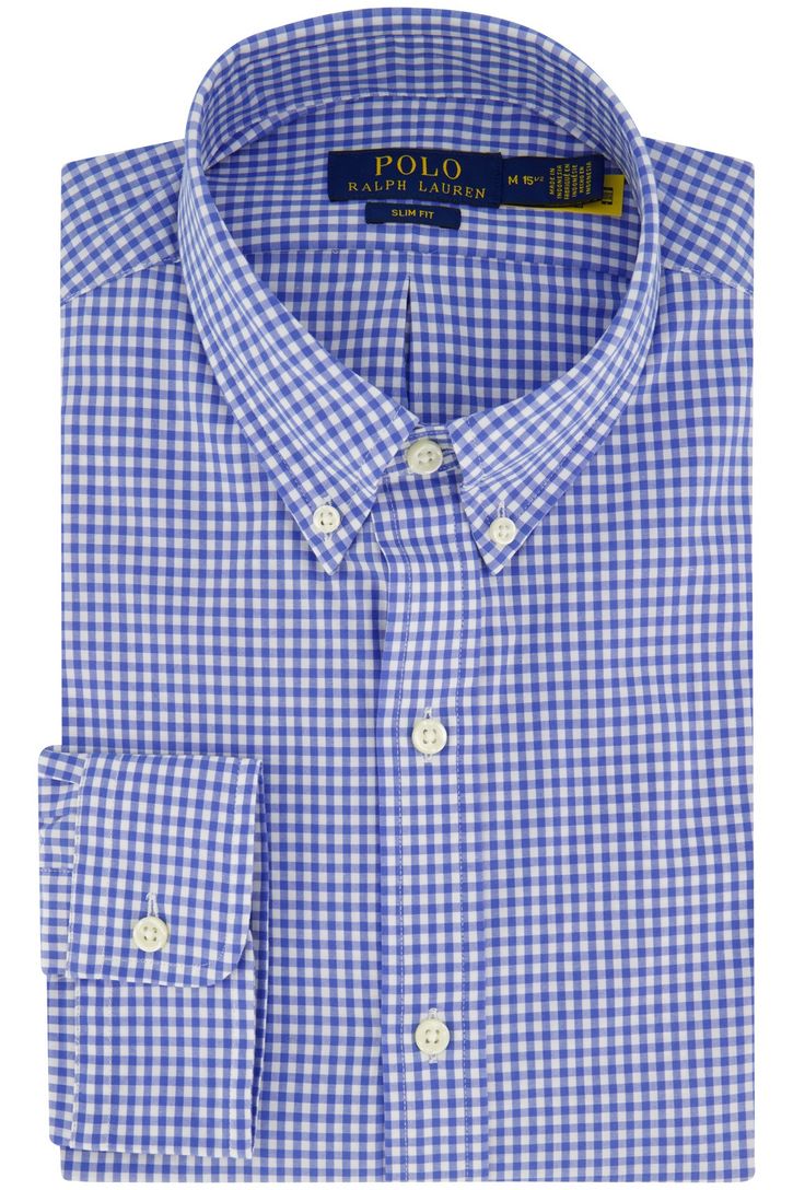 Polo Ralph Lauren slim fit overhemd blauw geruit katoen