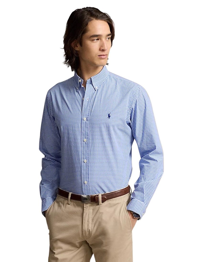 Polo Ralph Lauren slim fit overhemd blauw geruit katoen