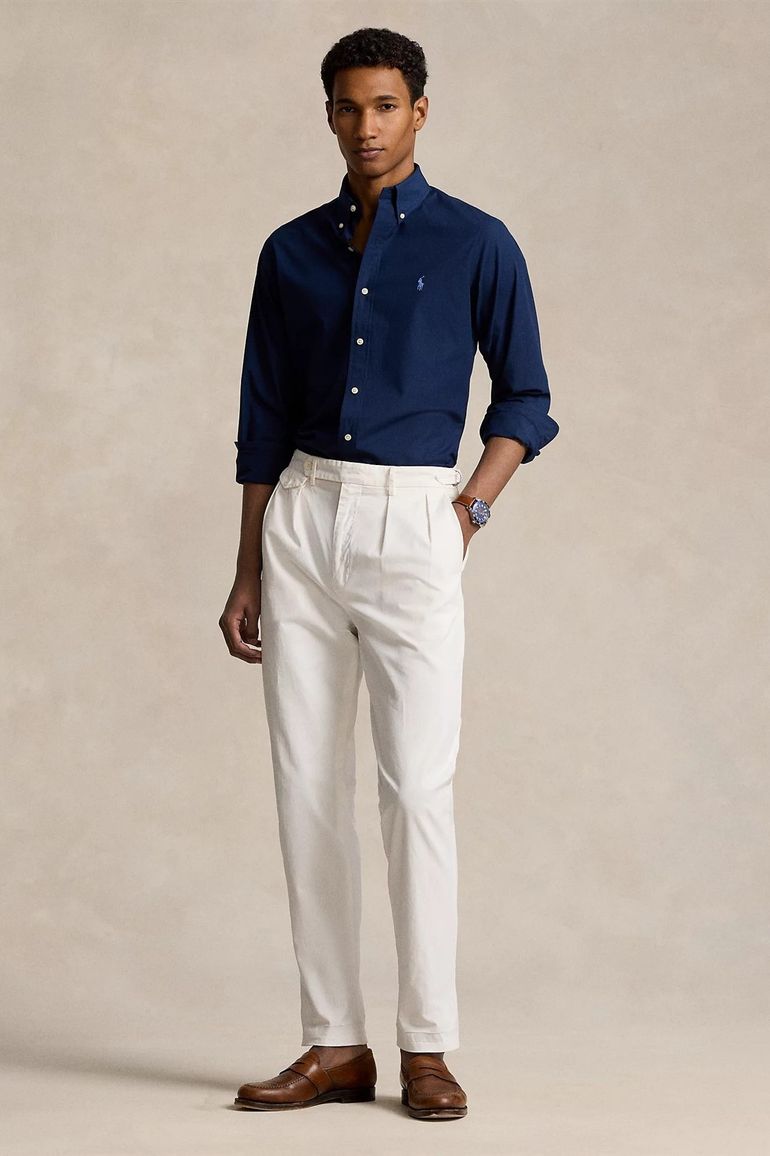 Polo Ralph Lauren casual overhemd normale fit donkerblauw effen katoen