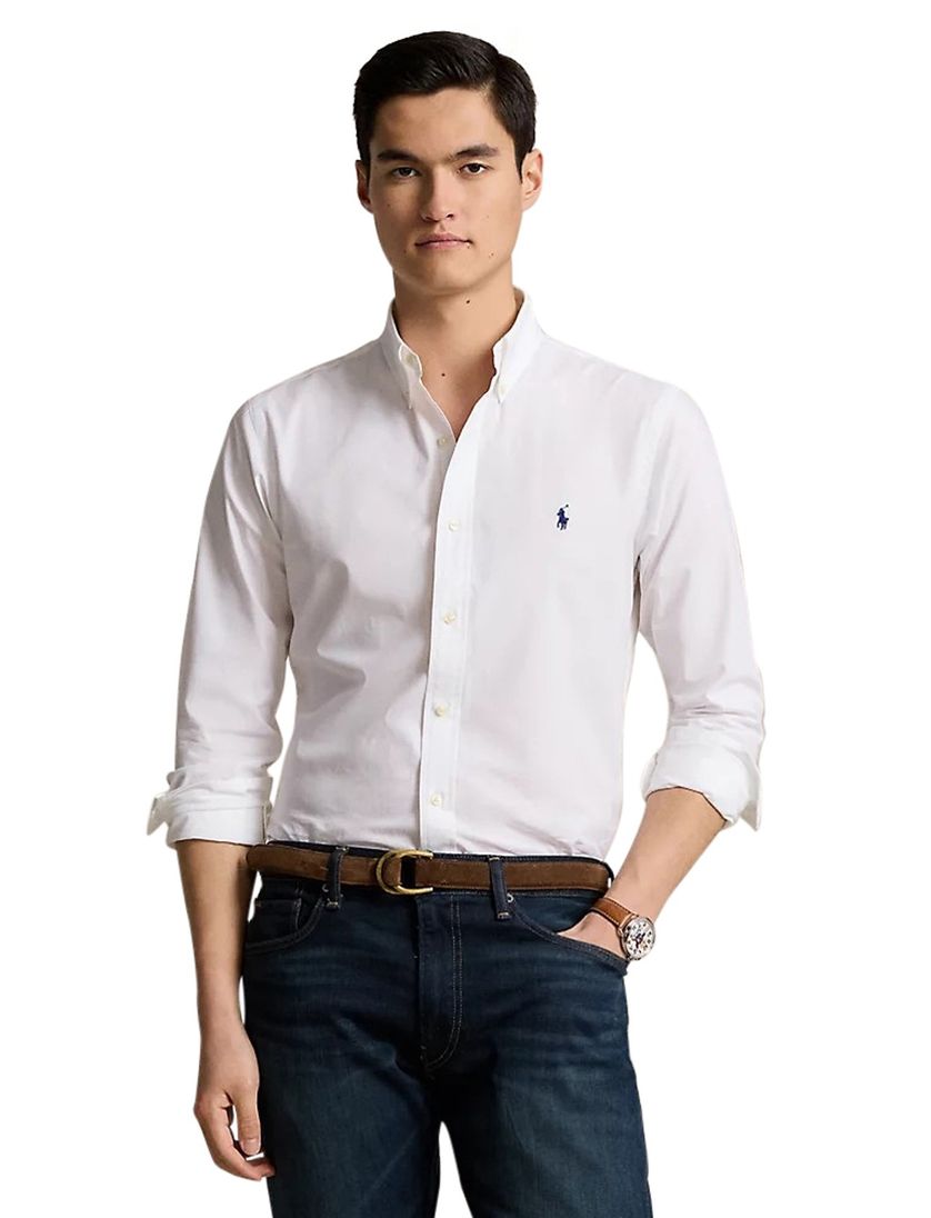 Polo Ralph Lauren casual overhemd normale fit wit effen katoen