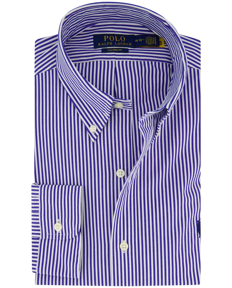 Polo Ralph Lauren overhemd custom fit blauw wit gestreept