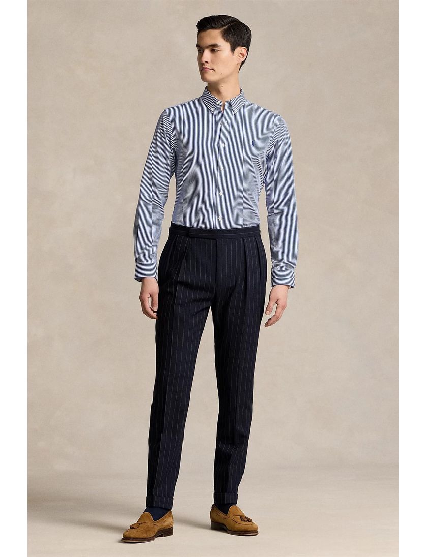 Gestreept Polo Ralph Lauren overhemd custom fit blauw wit