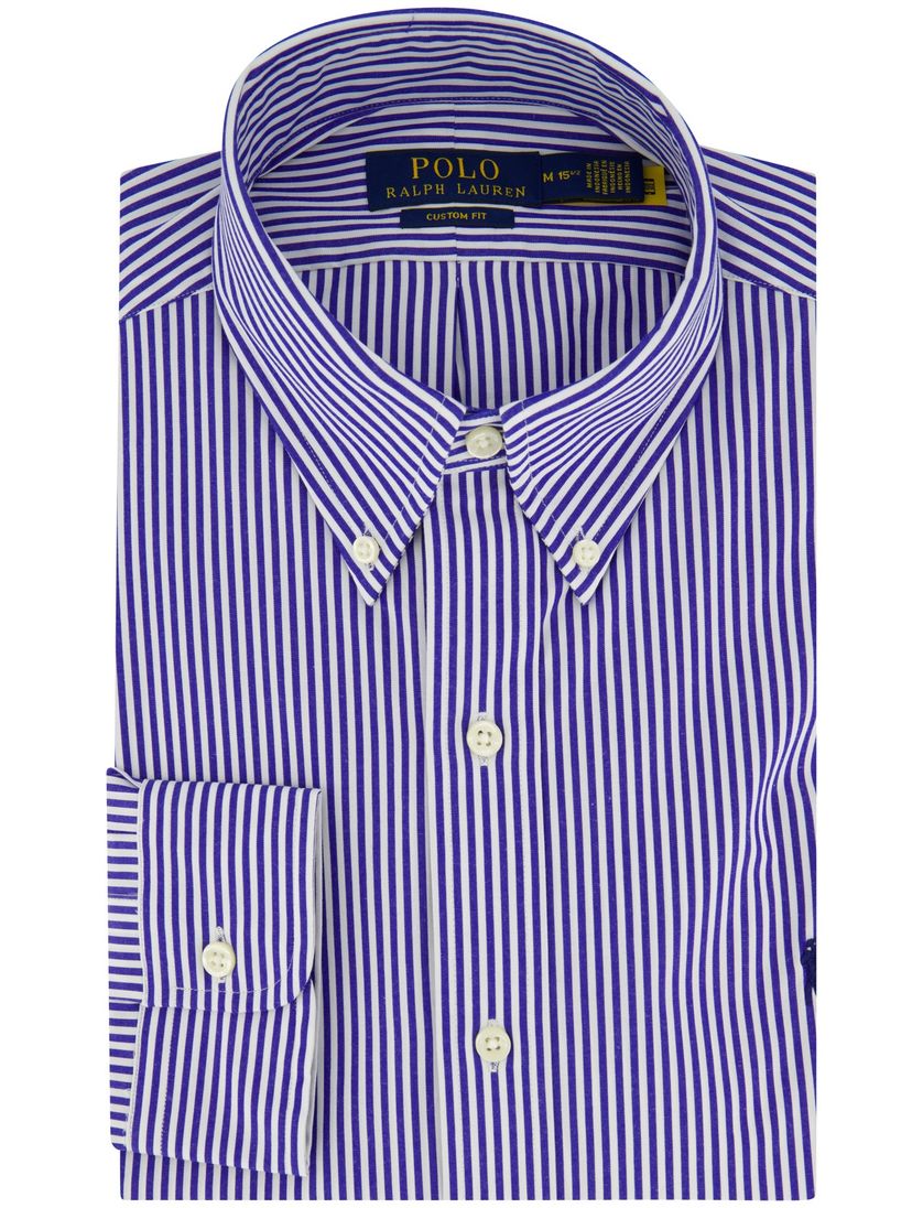 Gestreept Polo Ralph Lauren overhemd custom fit blauw wit