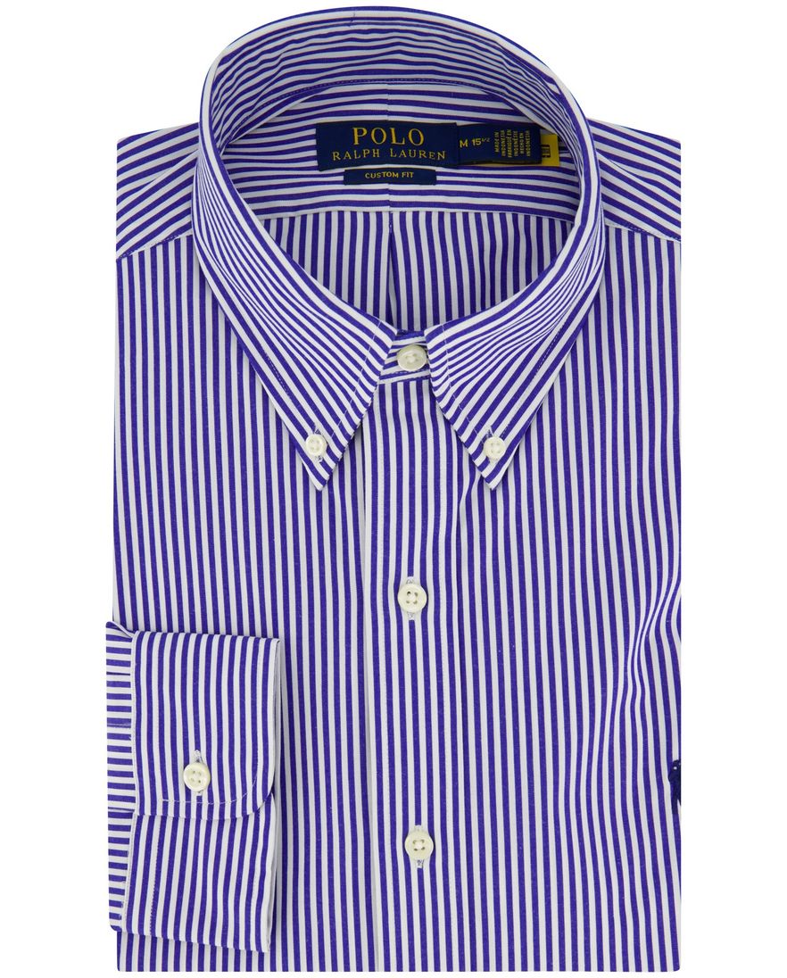 Polo Ralph Lauren overhemd custom fit blauw wit gestreept