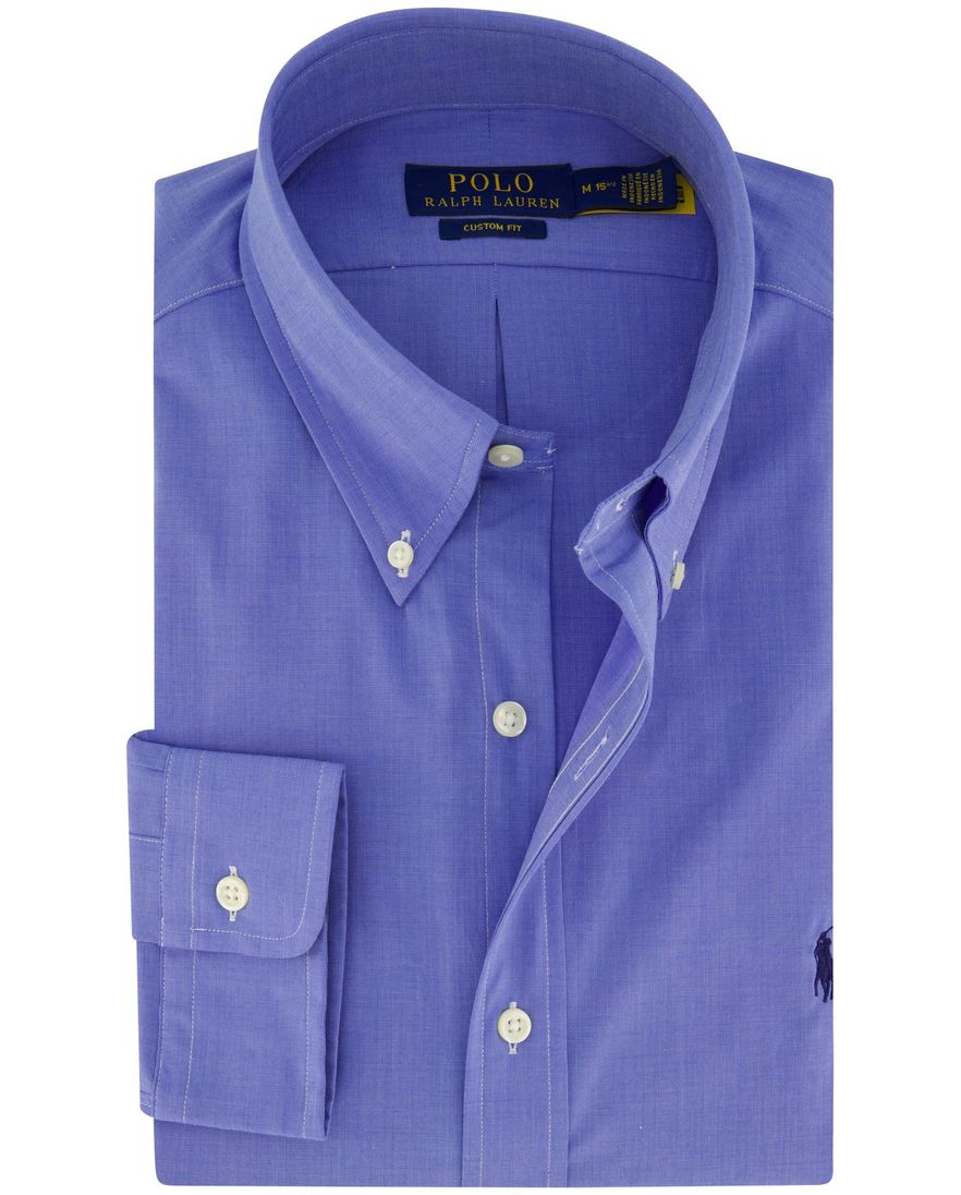 Polo Ralph Lauren casual overhemd normale fit blauw effen katoen