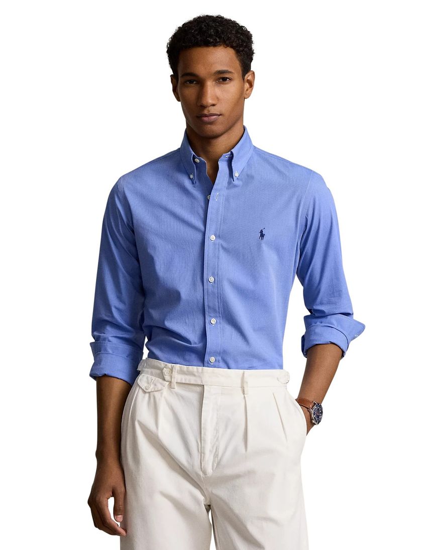 Polo Ralph Lauren casual overhemd normale fit blauw effen katoen