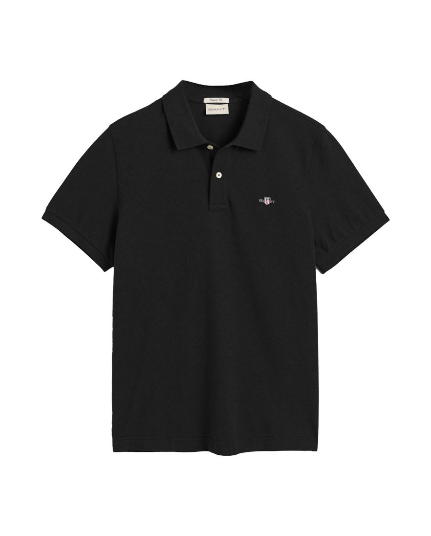 Gant katoenen polo Regular fit zwart