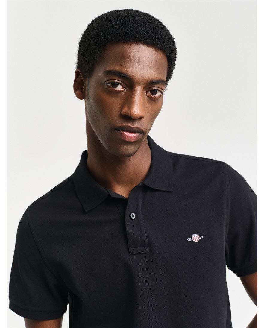 Gant katoenen polo Regular fit zwart