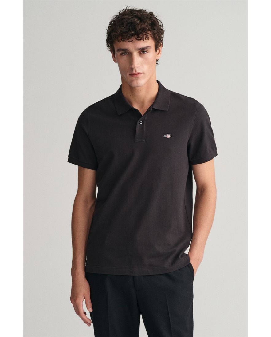 Gant katoenen polo Regular fit zwart