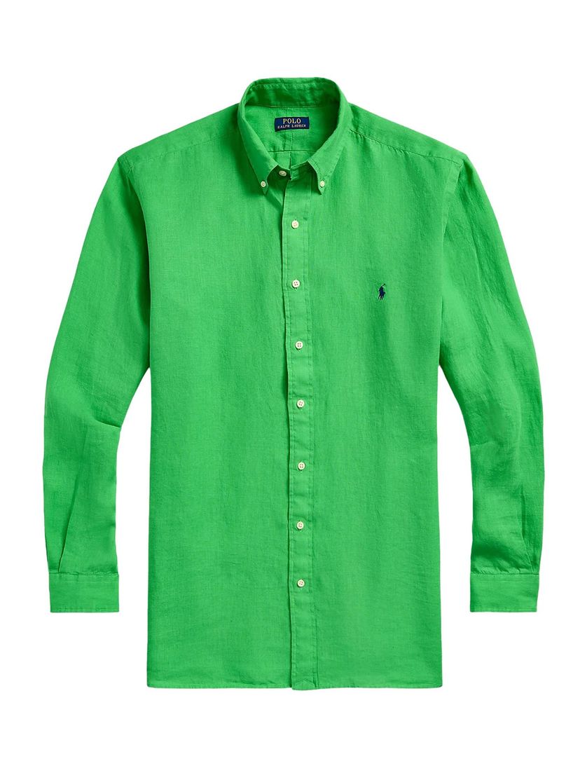 Big & Tall Polo Ralph Lauren overhemd knalgroen linnen