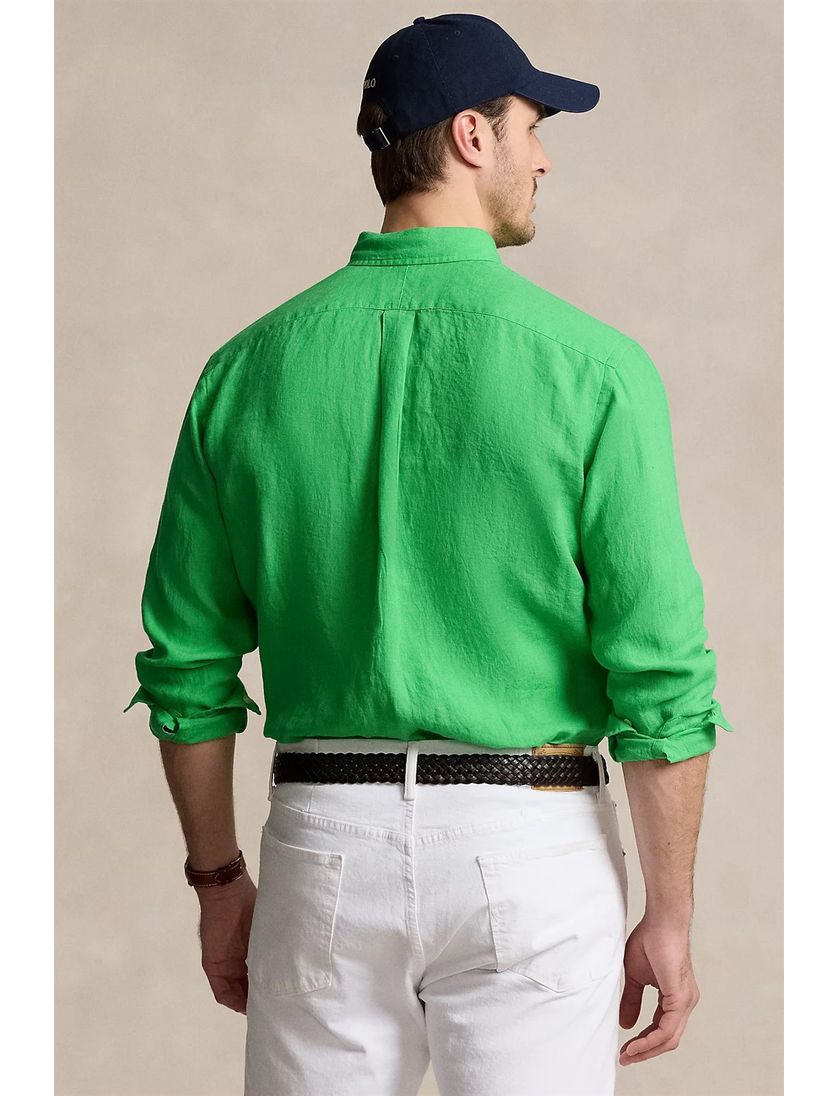 Big & Tall Polo Ralph Lauren overhemd knalgroen linnen
