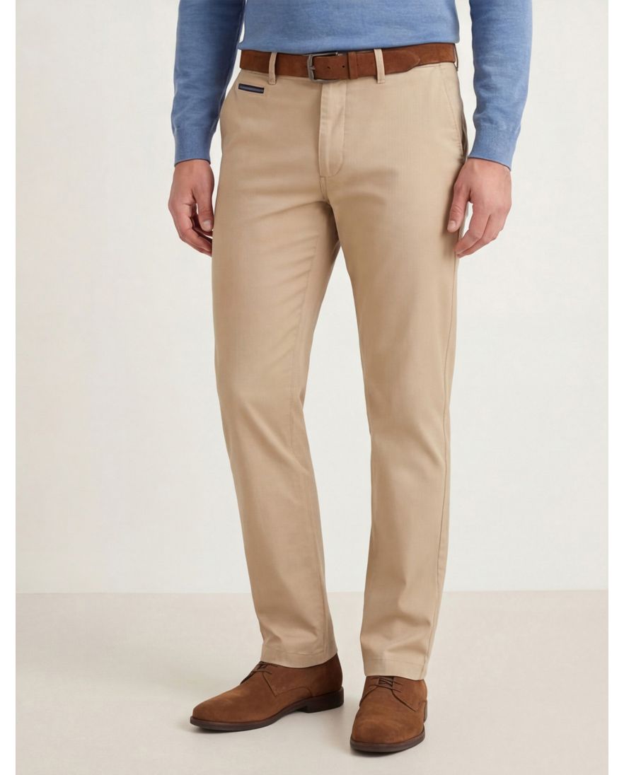 Gardeur katoenen broek beige uni katoen