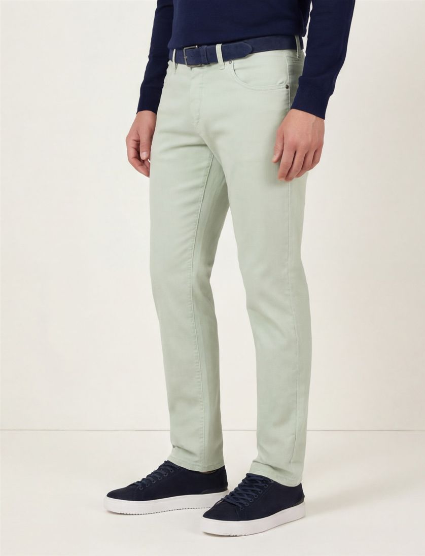 katoenen Gardeur pantalon groen effen
