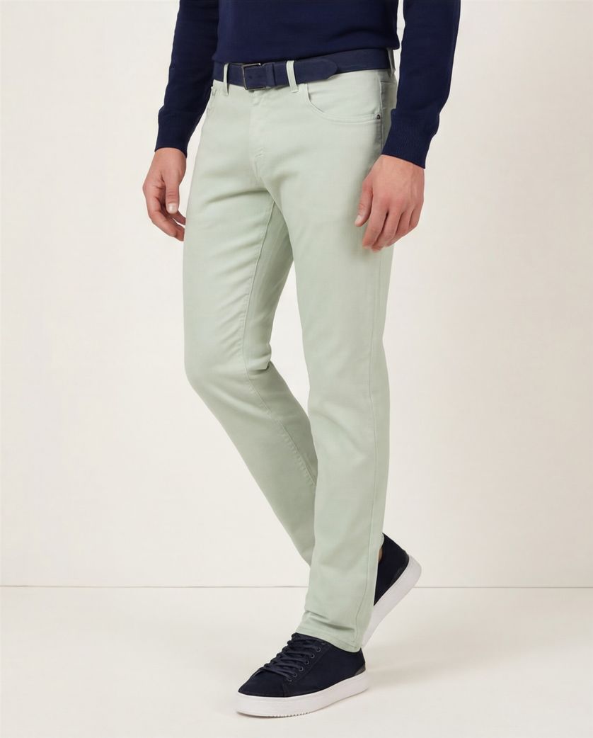 katoenen Gardeur pantalon groen effen