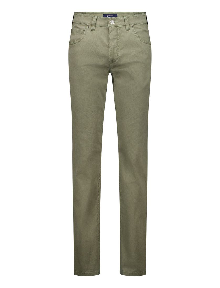 Olijfgroene Gardeur 5-pocket katoen modern fit