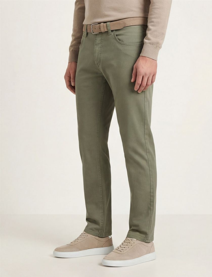 Olijfgroene Gardeur 5-pocket katoen modern fit
