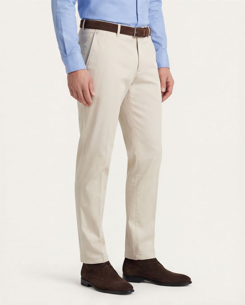 Gardeur beige katoenen slim fit chino
