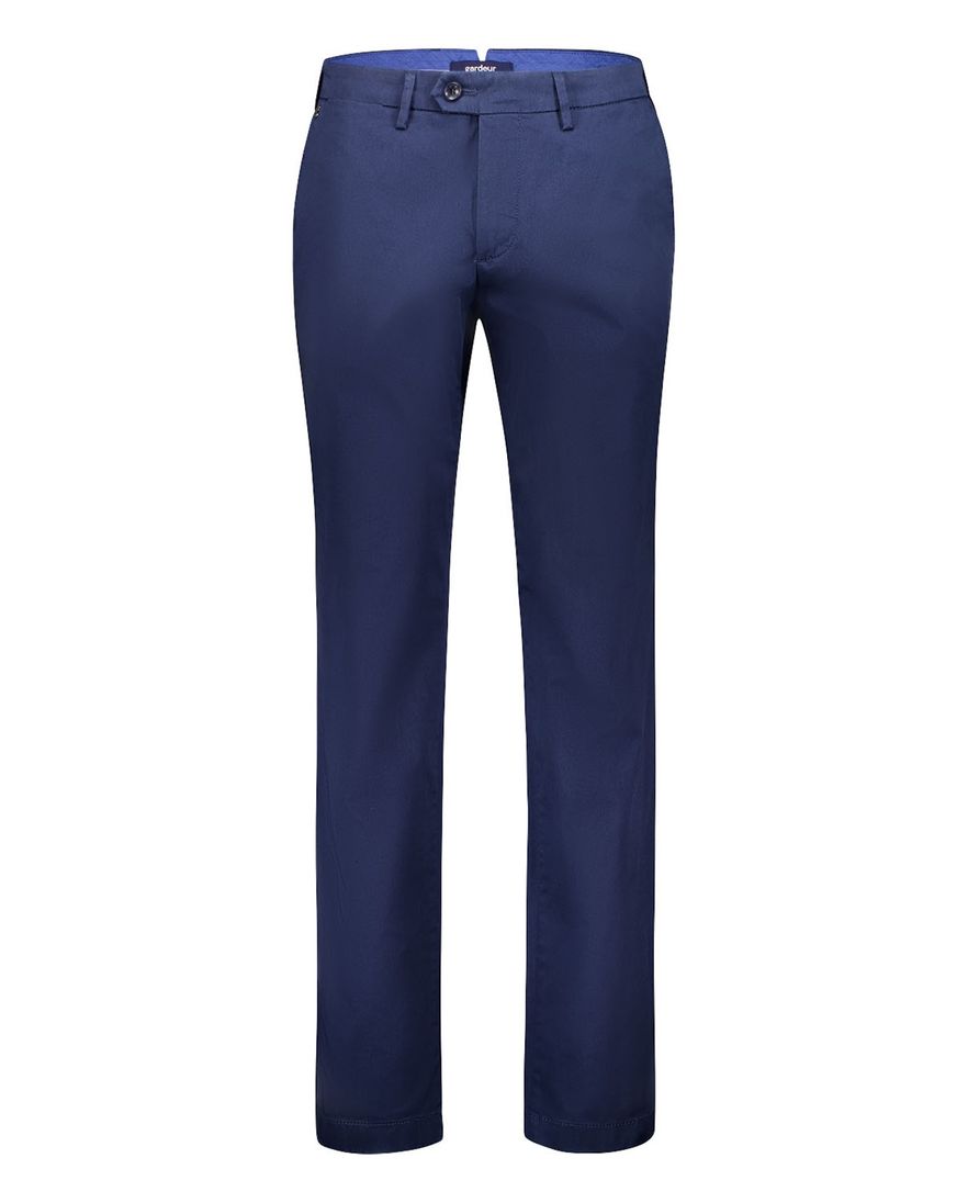 Katoenen Gardeur pantalon donkerblauw katoen slim fit